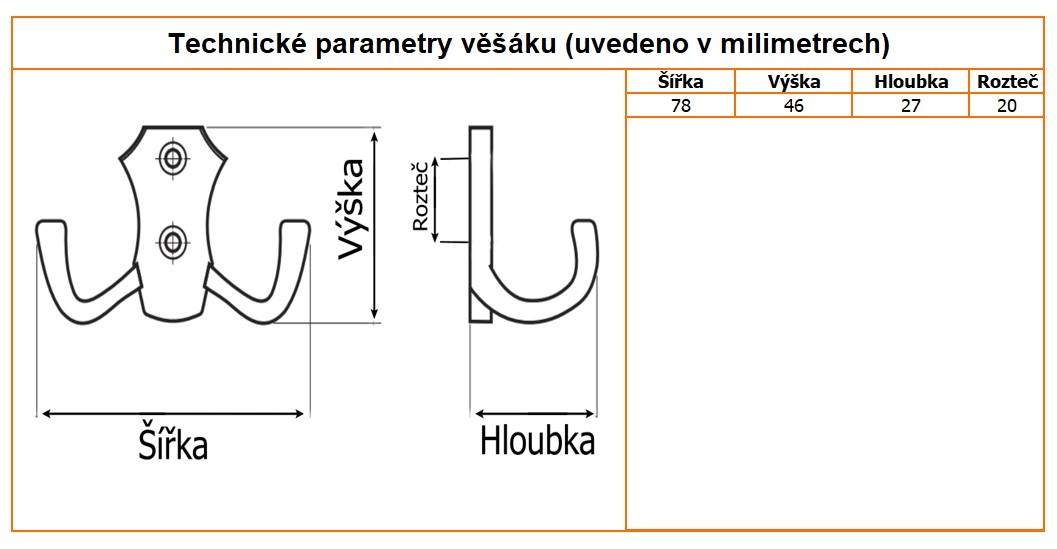 nabytkovy vesak lungo stredni technicke parametry